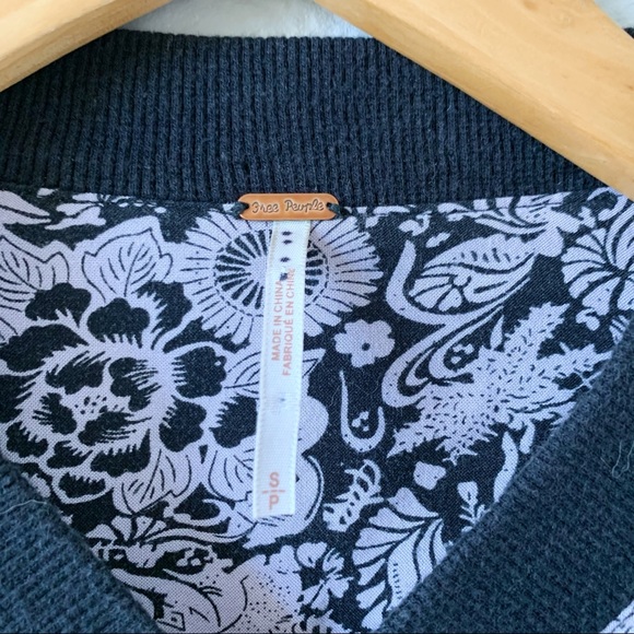 FREE PEOPLE Black Floral Snap Bomber Jacket S - Picture 9 of 13